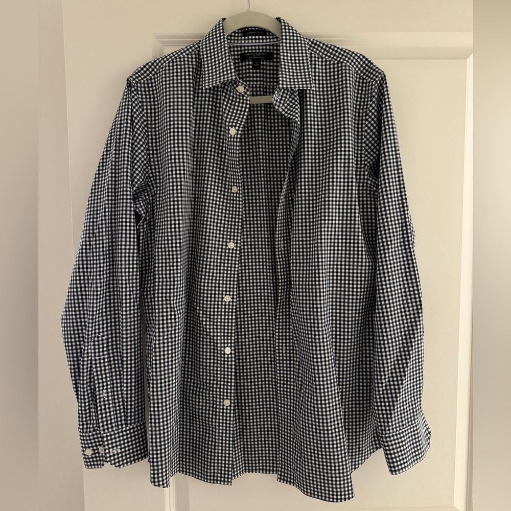 Banana Republic Navy and White Gingham Shirt